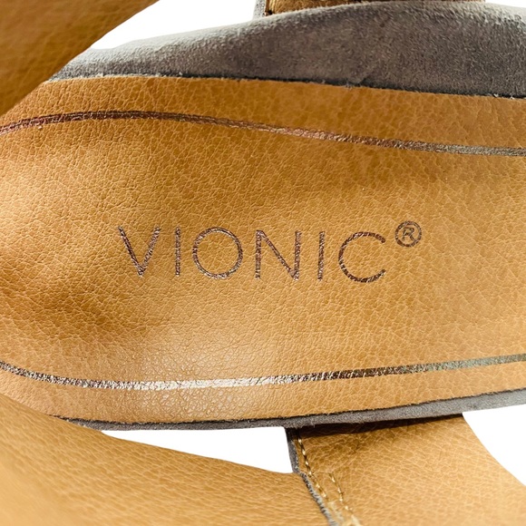 NEW Vionic Blaire Gray Suede Leather Peep Toe Block Heel Sandals - Picture 10 of 13